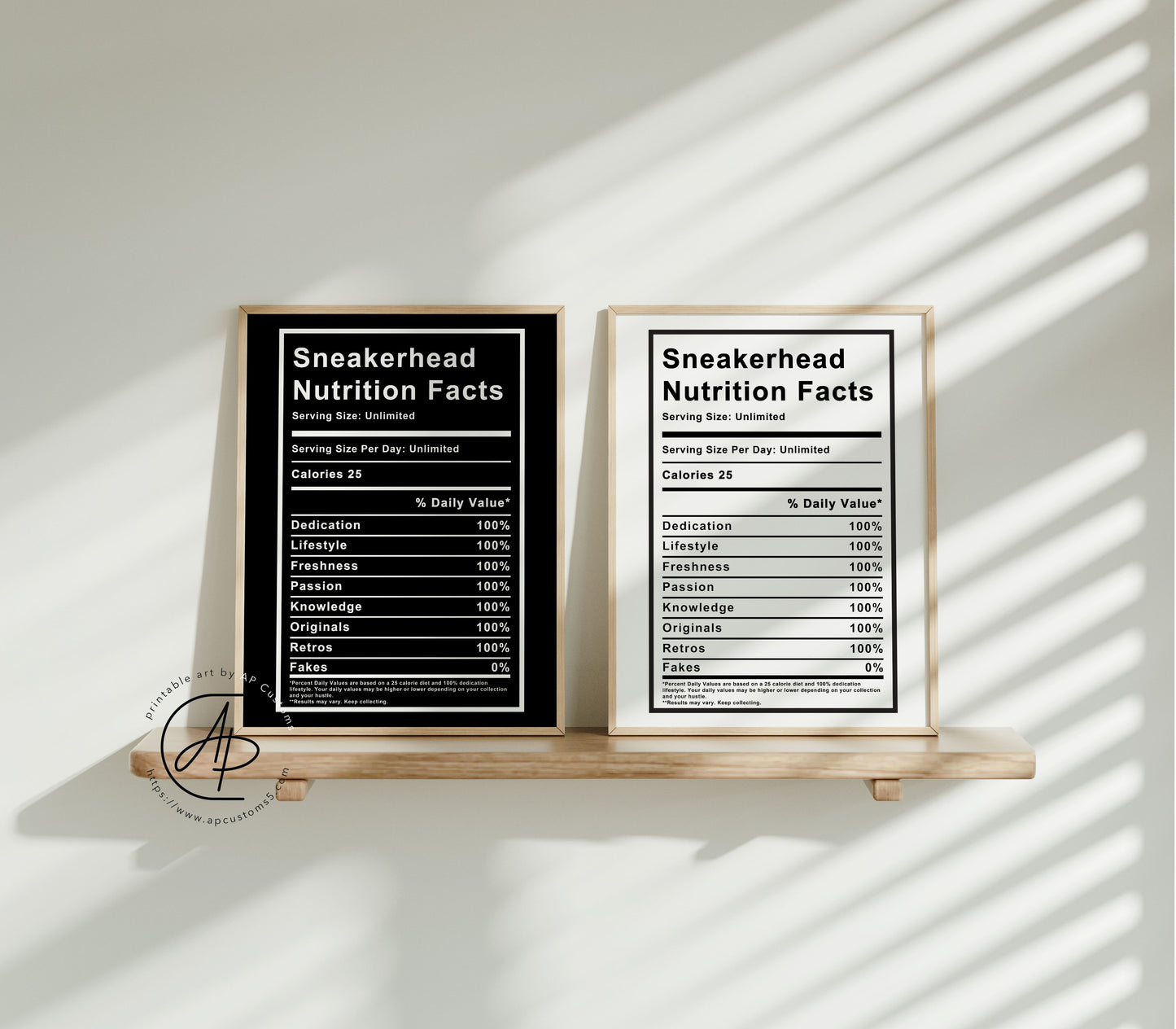 Sneakerhead Nutrition Facts | Sneaker Art | Digital Download