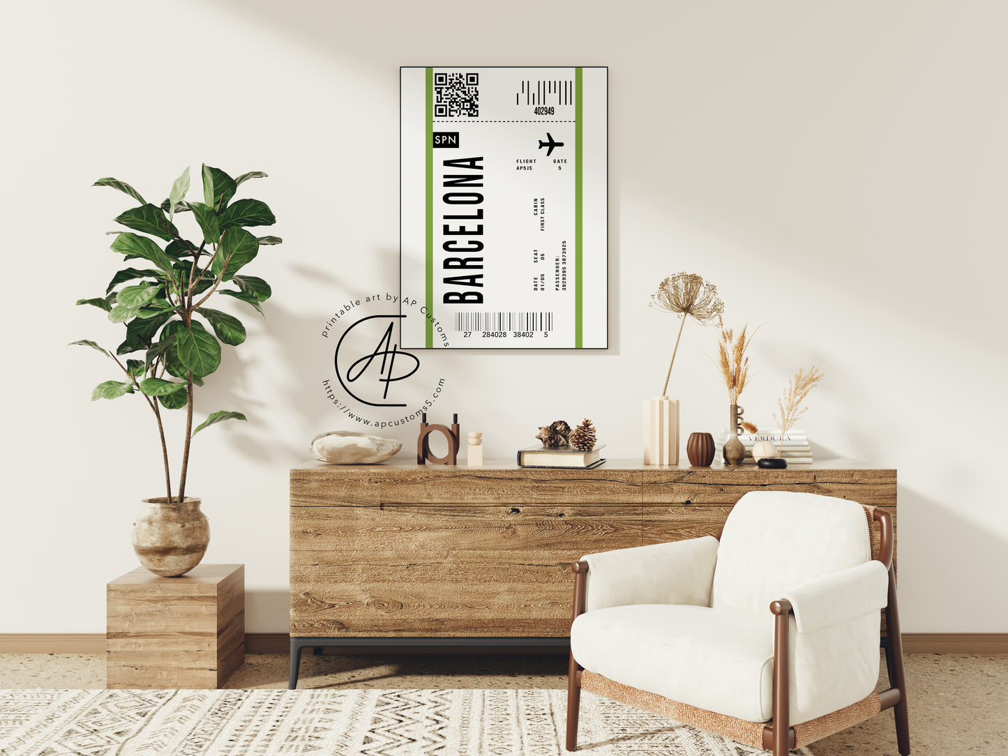 Flight Ticket | Destination Art | Digital Download
