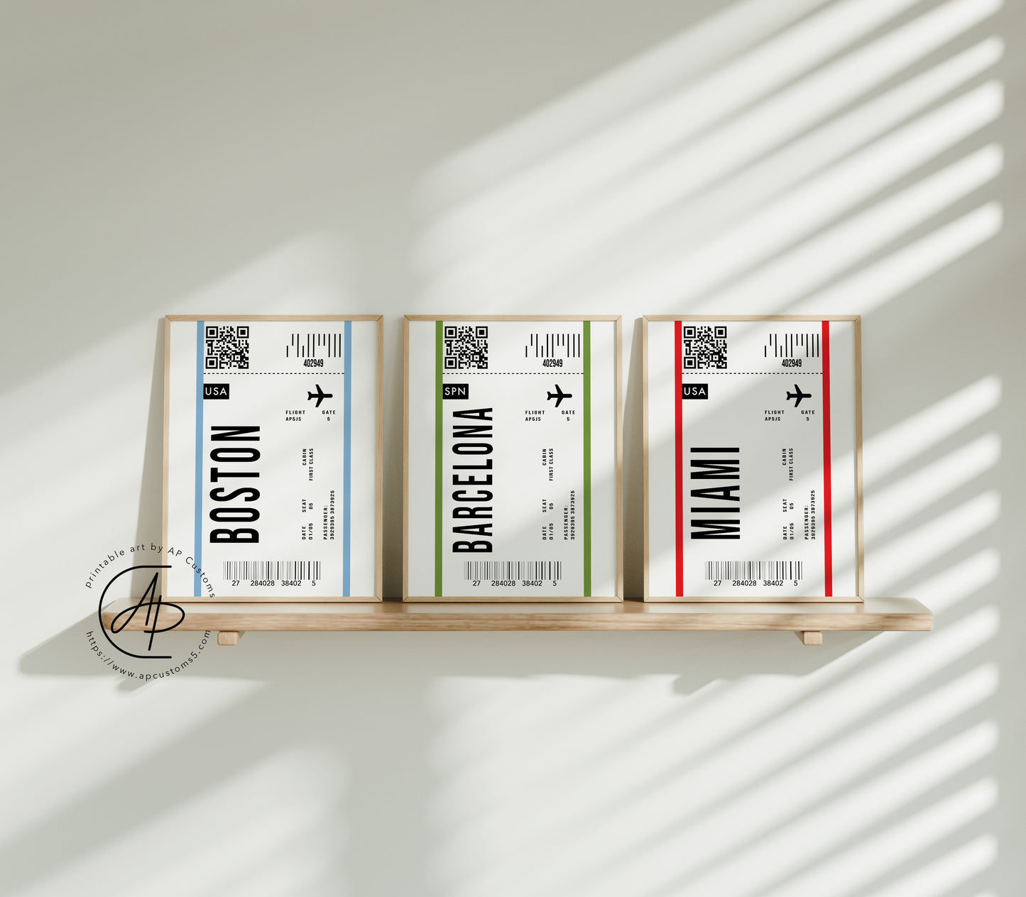 Flight Ticket | Destination Art | Digital Download