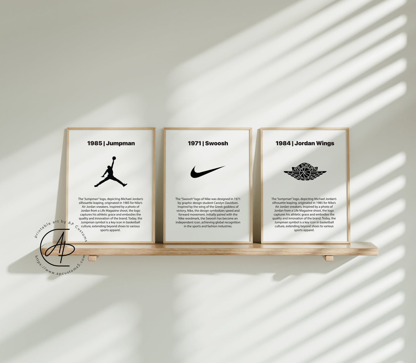 Set of 3: Jumpman, Swoosh, Jordan Wings| Sneaker Art | Digital Download