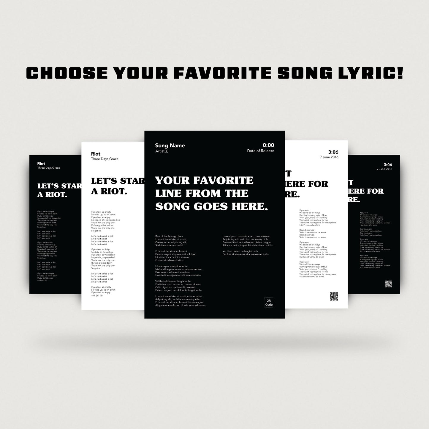 Choose Your Song Lyric | Music Art | Digital Download