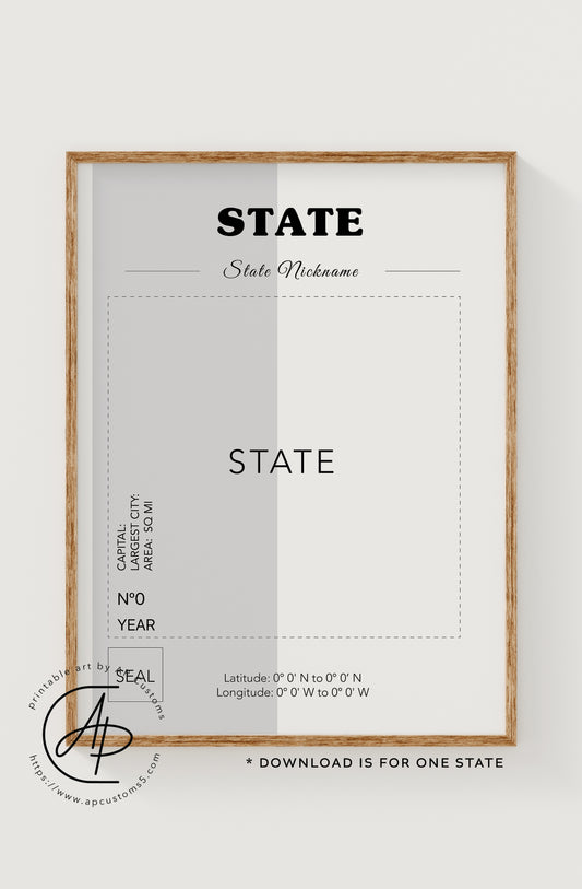 Home State Print | Destination Art | Digital Download