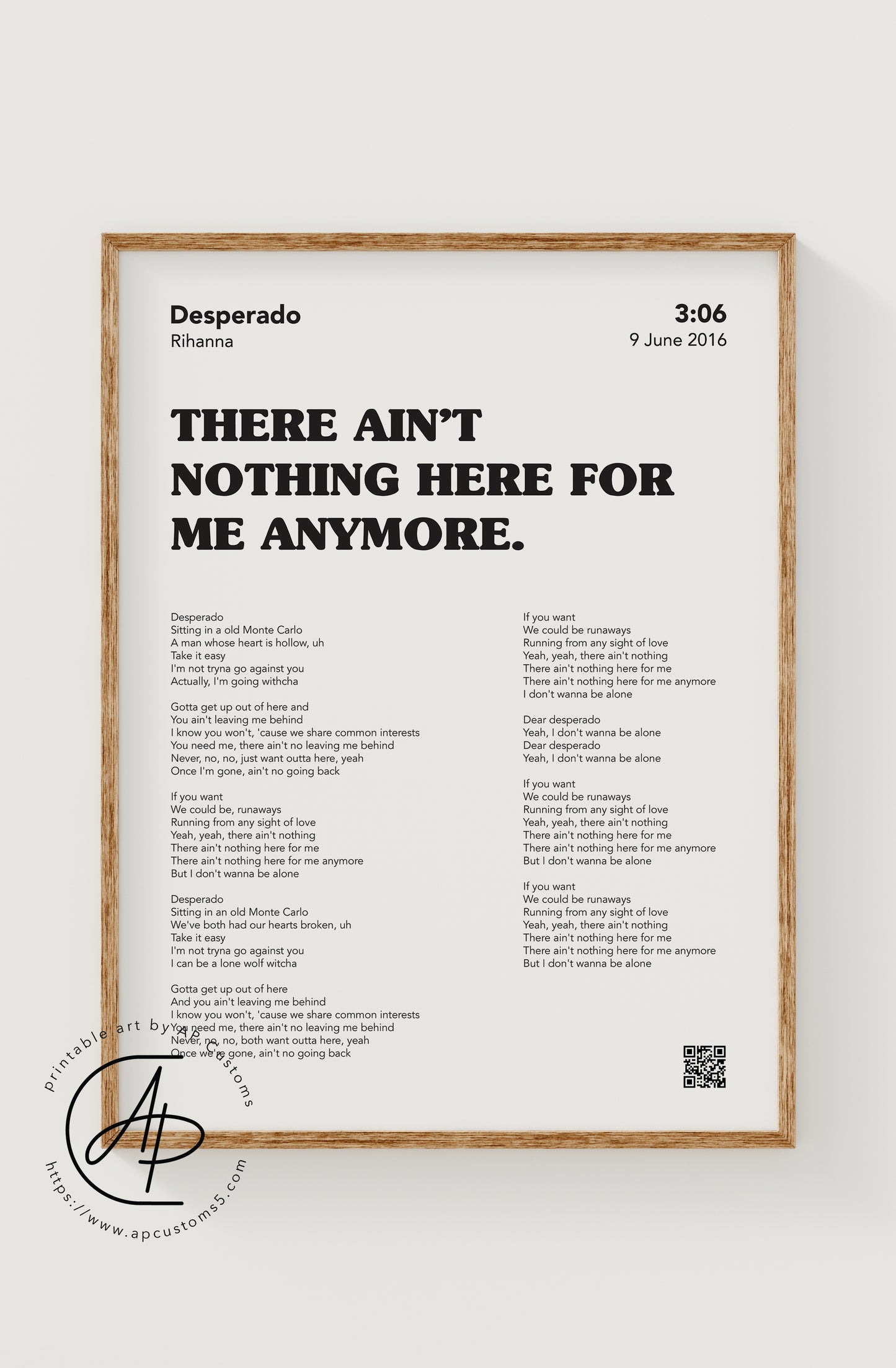 Choose Your Song Lyric | Music Art | Digital Download