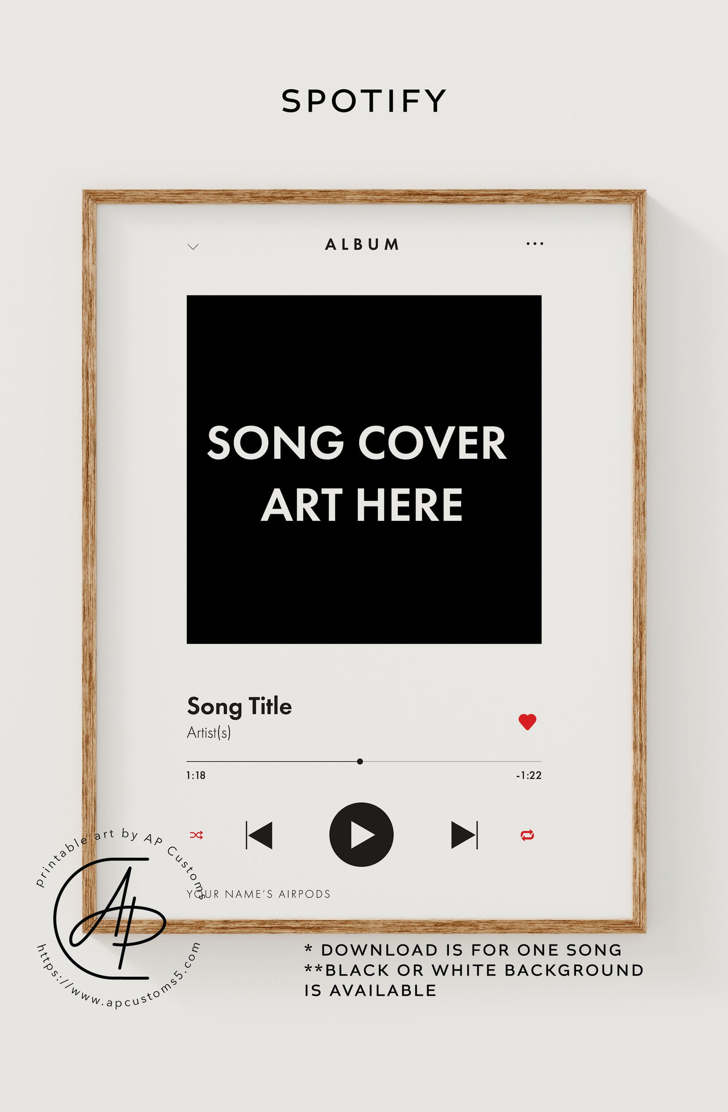 Choose Your Own Song Cover (Spotify) | Music Art | Digital Download