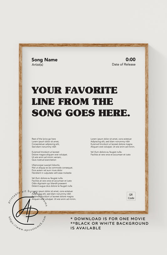 Choose Your Song Lyric | Music Art | Digital Download