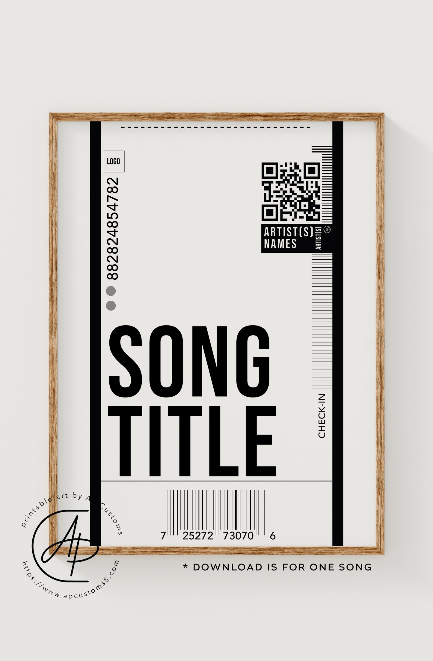 Song Ticket | Music Art | Digital Download