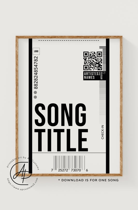 Song Ticket | Music Art | Digital Download